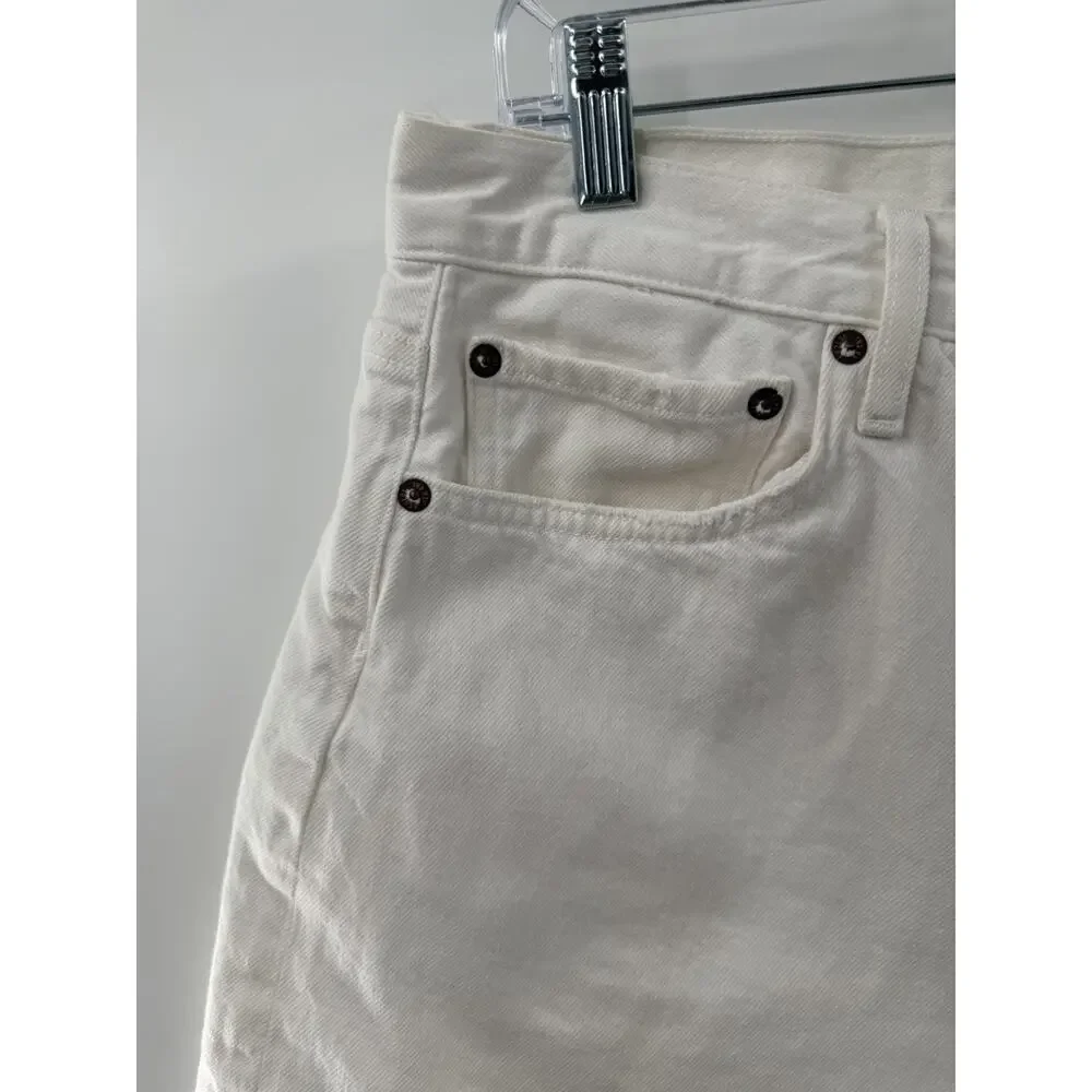 AGOLDE Women’s Parker Long Cotton Denim Shorts Anthropologie Size 31 White